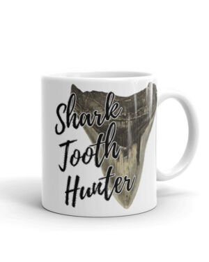 Shark Tooth Hunter White Megalodon Tooth glossy mug