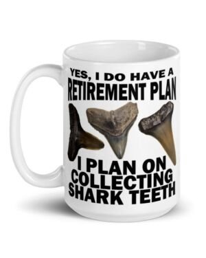 Retirement Plan Shark Tooth Hunting White glossy mug
