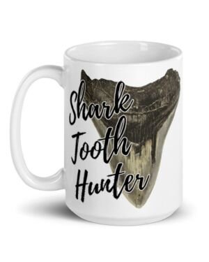 Shark Tooth Hunter White Megalodon Tooth glossy mug